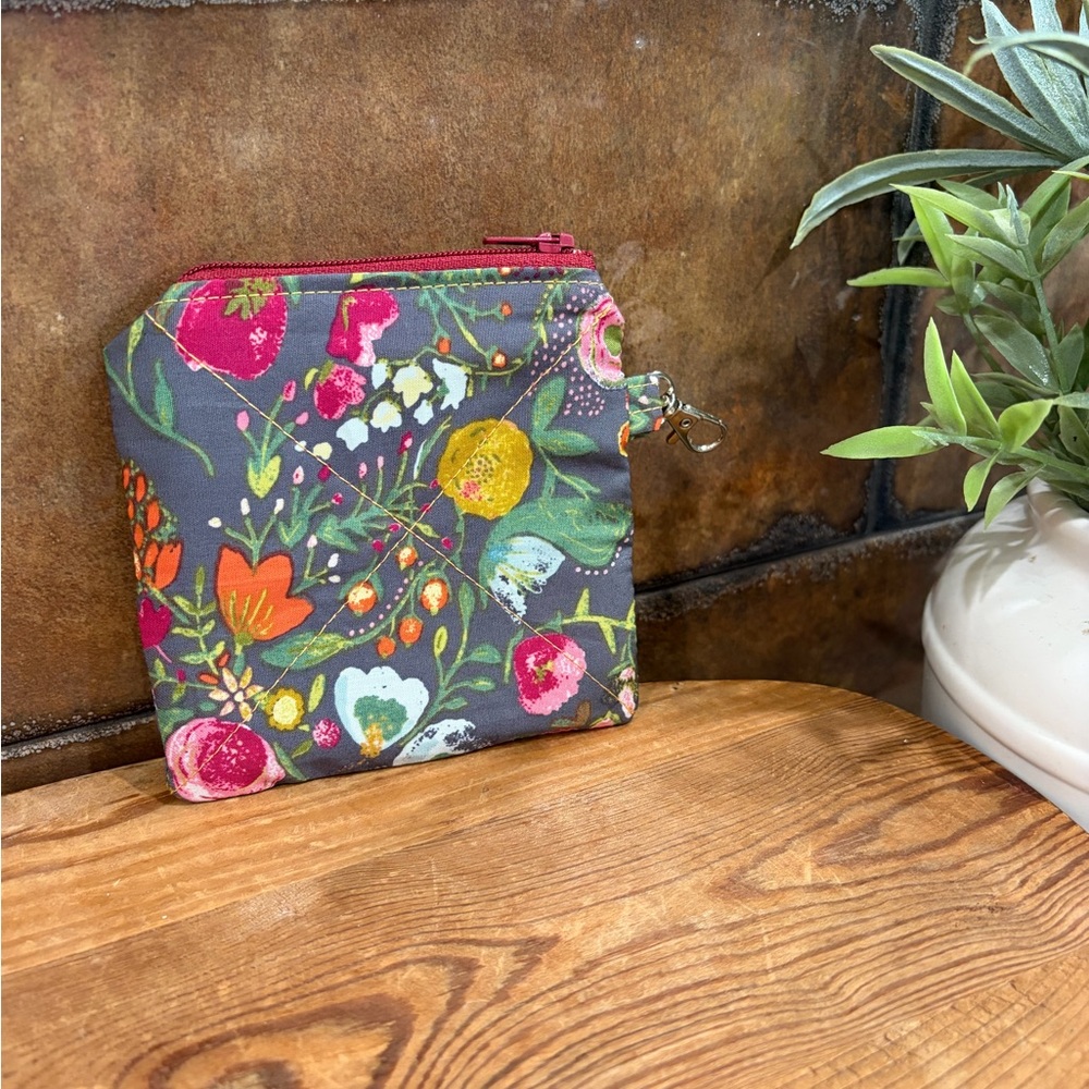 Gray floral print Coin Purse